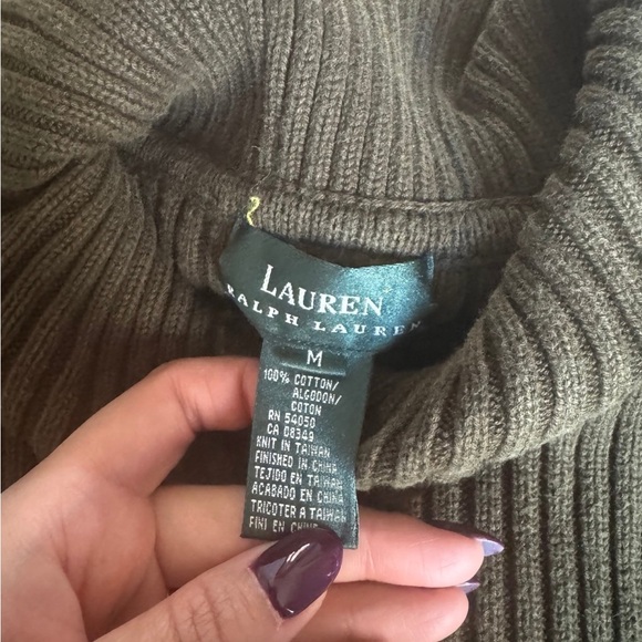 Ralph Lauren Forest Green Ribbed Turtleneck Sweater - Picture 2 of 4